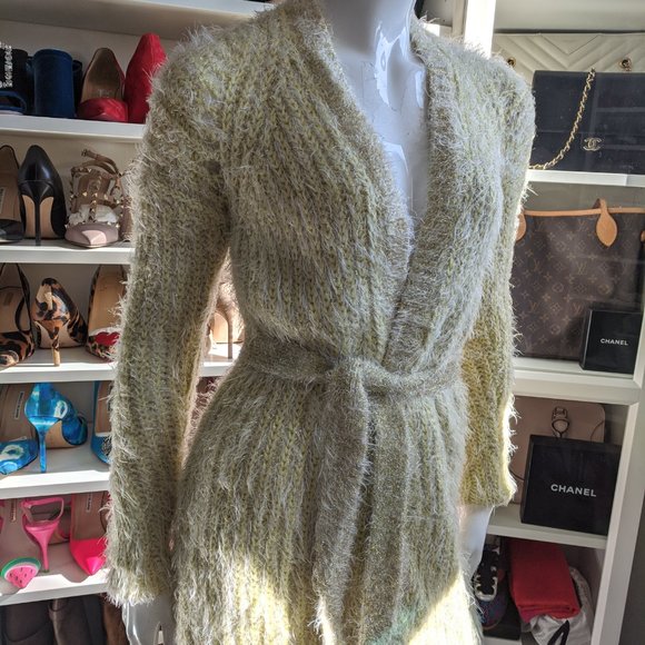 Anthropologie Yellow Larkin Shimmer Sweater Belted - Picture 6 of 10